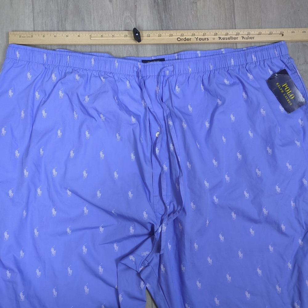 Polo Ralph Lauren Pajama Pants Mens 4XLT Blue White Logo All Over Print Lounge - Picture 10 of 16